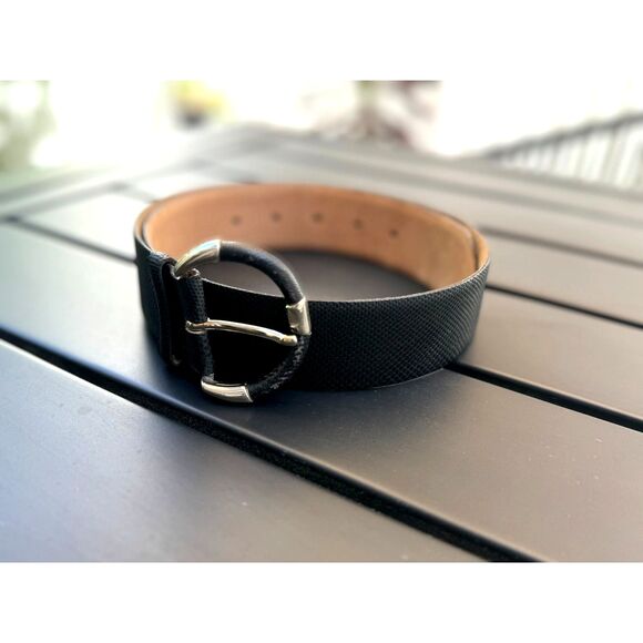 Vintage Cipriani Black 100% Snakeskin Exotic Leather Belt Size M Crescent Buckle main image 6